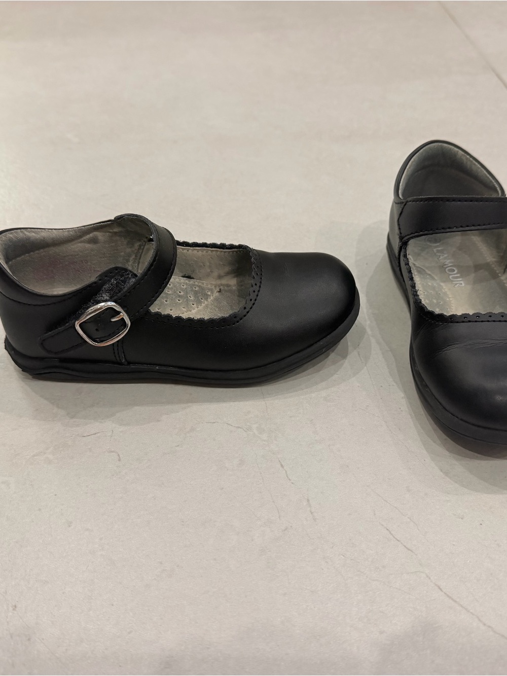 L'Amour Black Mary Jane Dress Shoes for Kids